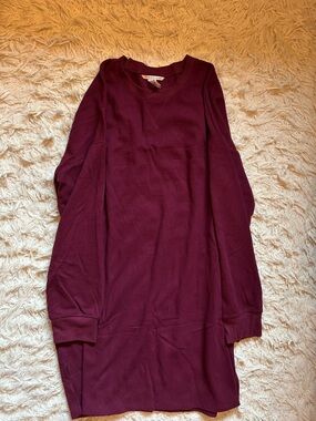 Victoria's Secret Wine Long Sleeve Waffle Knit Nightgown